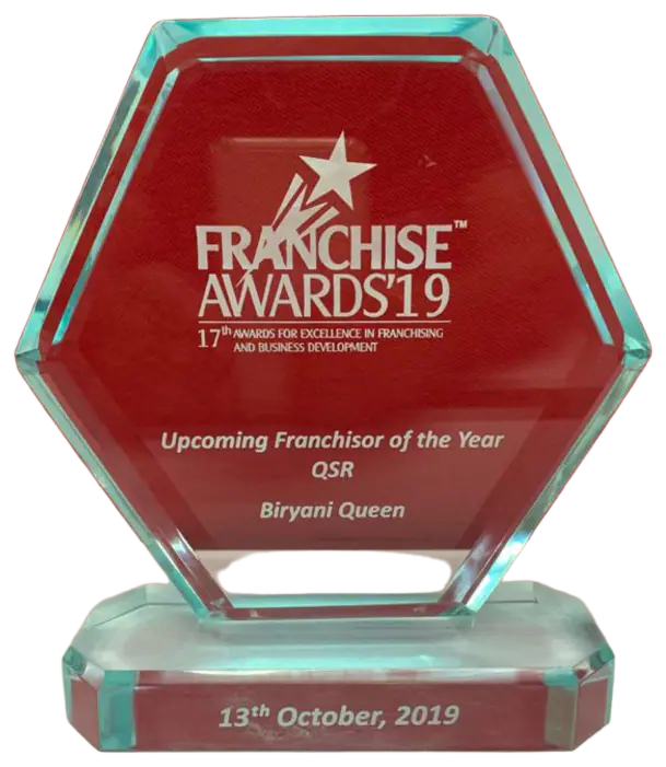 Glass trophy: Franchise Awards 2019, Upcoming Franchisor of the Year (QSR), Biryani Queen